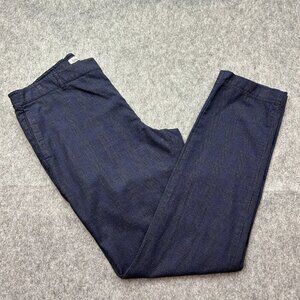 Boden Slim Leg Pants Men's Size 36 X 34 Mid Rise Drawstring Waist Navy Plaid